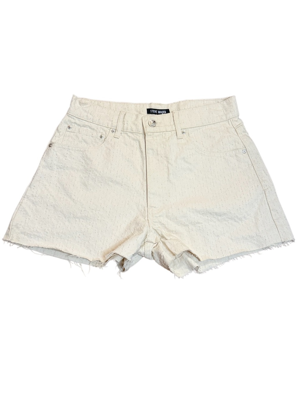 Steve Madden Lilien Short In Natural Cream Frayed Edge Women's Denim Shorts